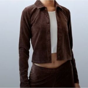 Sunday Best•Brown Fig Ribbed Corduroy Button Up•Size XXS